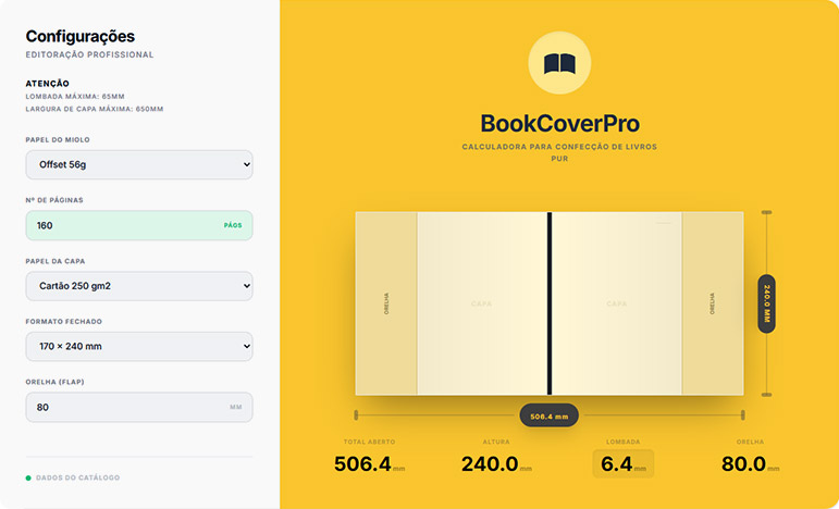 BookCoverPro: cálculo de lombrada de livro preciso e fácil